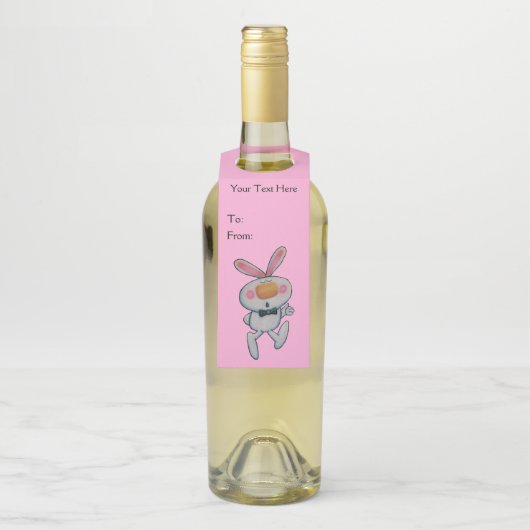 Schattige Witte Konijn Oranje Neus Duim Omhoog Roz Flessenhanger (Op fles)