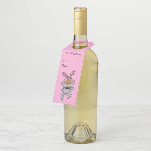 Schattige Witte Konijn Oranje Neus Duim Omhoog Roz Flessenhanger (Schuin)