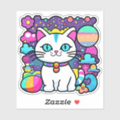 Schattige Witte Kosmische Ruimte kat Sticker (Vel)