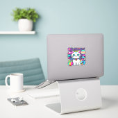 Schattige Witte Kosmische Ruimte kat Sticker (Laptop op bureau)