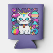 Schattige Witte Kosmische Ruimte Kitty Kat Blikjeskoeler (Voorkant)