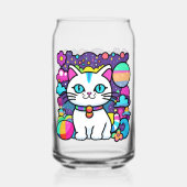 Schattige Witte Kosmische Ruimte Kitty Kat Blikvorm Glas (Voorkant)