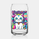 Schattige Witte Kosmische Ruimte Kitty Kat Blikvorm Glas (Achterkant)