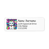 Schattige Witte Kosmische Ruimte Kitty Kat Etiket (Voorkant)
