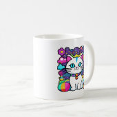 Schattige Witte Kosmische Ruimte Kitty Kat Koffiemok (Voorkant rechts)
