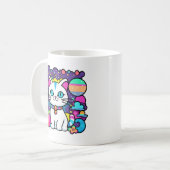 Schattige Witte Kosmische Ruimte Kitty Kat Koffiemok (Voorkant links)