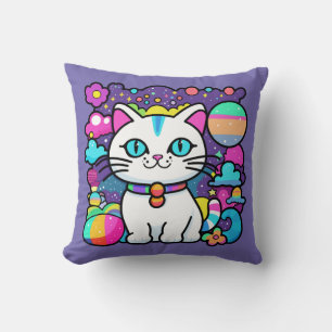 Schattige Witte Kosmische Ruimte Kitty Kat Kussen