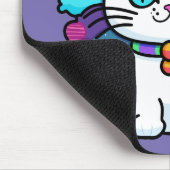 Schattige Witte Kosmische Ruimte Kitty Kat Muismat (Hoek)