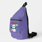 Schattige Witte Kosmische Ruimte Kitty Kat Sling Bag (Rechterhoek)