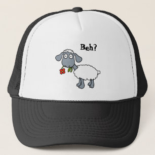 Schattige Witte Lam Schaap met Rode Bloem Grappig Trucker Pet