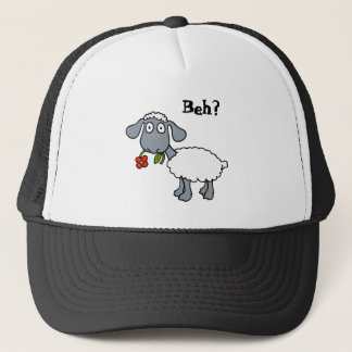 Schattige Witte Lam Schaap met Rode Bloem Grappig Trucker Pet