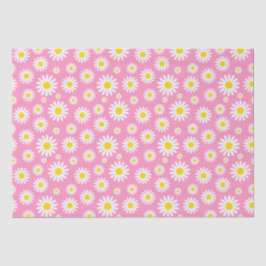 Schattige Witte Lente Madeliefjes op Roze Tissuepapier