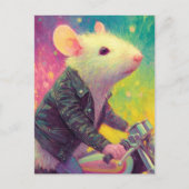 Schattige witte muis in een zwart leren jasje briefkaart (Voorkant)