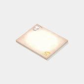 Schattige witte muis & kaas op beige post-it® notes (Schuin)