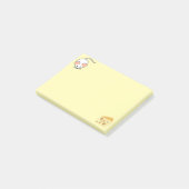 Schattige witte muis & kaas op geel post-it® notes (Schuin)