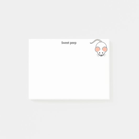 Schattige witte muis & kalligrafie post-it® notes (Voorkant)