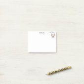 Schattige witte muis & kalligrafie post-it® notes (Op bureau)