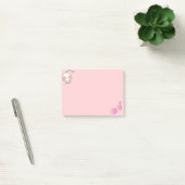 Schattige witte muis & roze bloemen op roze post-it® notes (Kantoor)
