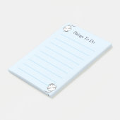 Schattige witte muizen op lichtblauw gelinieerd post-it® notes (Schuin)