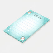 Schattige witte muizen op turquoise en witte lijne post-it® notes (Schuin)