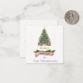 Schattige witte neppink glitters fijne kerst notitiekaartje (Voorkant / Achterkant in situ)