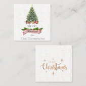 Schattige witte neppink glitters fijne kerst notitiekaartje (Voorkant / Achterkant)