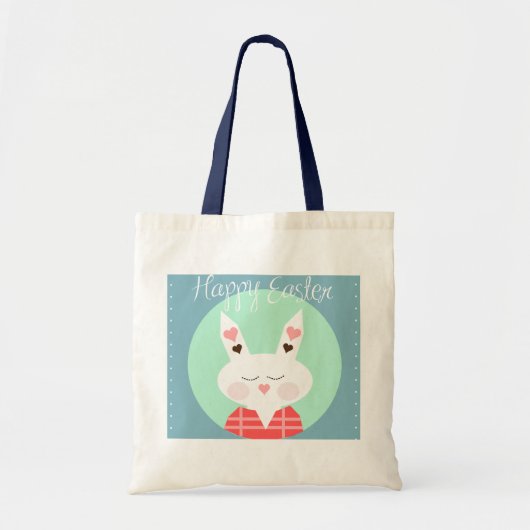 Schattige witte paashaas met roze harten tote bag (Voorkant)