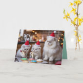 Schattige Witte Perzische Kerstkoekjes Kaart (Gele Bloem)