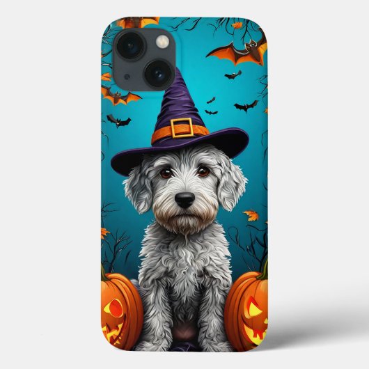 Schattige Witte Pluizige Hond Halloween Heks Esthe Case-Mate iPhone Case (Achterkant)