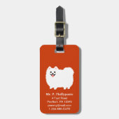 Schattige witte Pomeranian met aanpasbare tekst Bagagelabel (Voorkant verticaal)