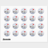 Schattige witte poolvos in sneeuw ronde sticker (Vel)