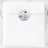 Schattige witte poolvos in sneeuw ronde sticker (Tas)