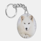 Schattige witte poolvos sleutelhanger (Voorkant Links)