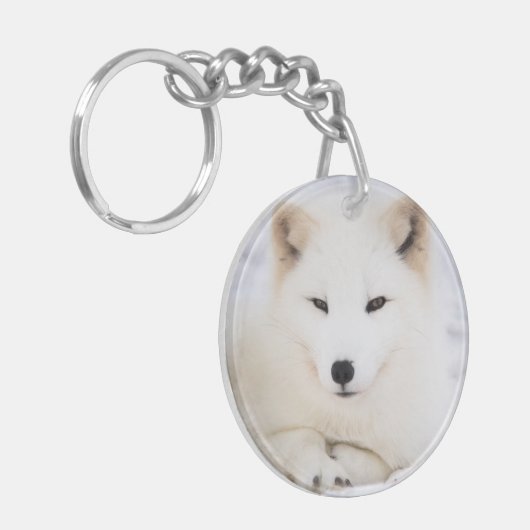 Schattige witte poolvos sleutelhanger (Voorkant Links)