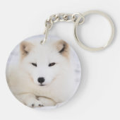 Schattige witte poolvos sleutelhanger (Achterkant)