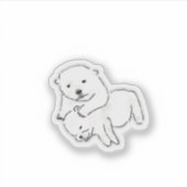 Schattige witte puppy kunst sticker (Voorkant)