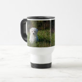 Schattige witte puppy reisbeker (Voorkant links)