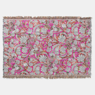 Schattige witte roze paisley patronen deken