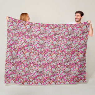 Schattige witte roze paisley patronen fleece deken