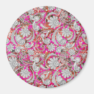 Schattige witte roze paisley patronen magneet