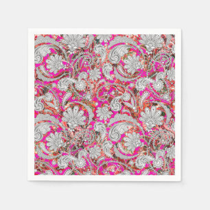 Schattige witte roze paisley patronen servet