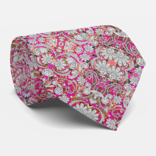 Schattige witte roze paisley patronen stropdas