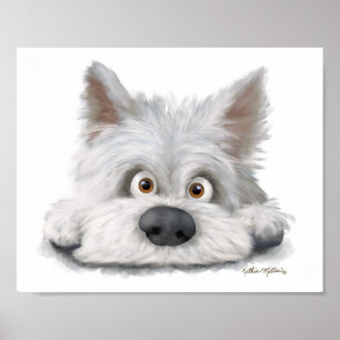 Schattige witte Schotse Terriër Cartoon Poster