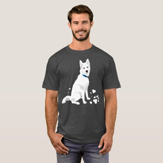 schattige witte Siberiër Husky, zoete witte sneeuw T-shirt (Voorkant volledig)