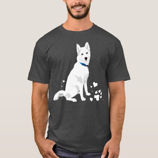 schattige witte Siberiër Husky, zoete witte sneeuw T-shirt (Voorkant)