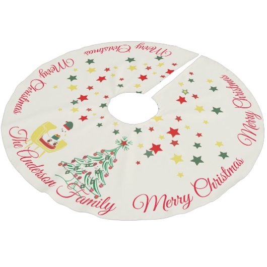 Schattige witte teddybeer & boom vrolijk kerstfees kerstboom rok (Gekanteld)