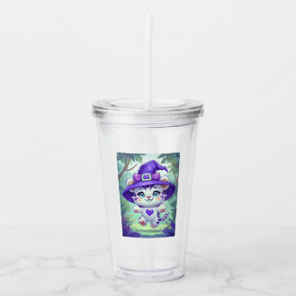 Schattige Witte Tijger Heks Tumbler Acryl Drinkbeker