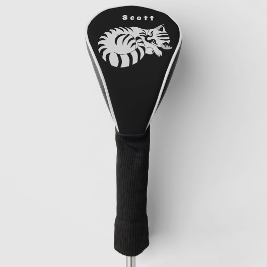 Schattige witte tijger Kitten Slaap-naamtag Golfheadcover (Voorkant)