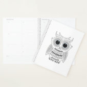 Schattige Witte Uil Grote Ogen Kawaii Bosdier Kuns Planner (Display)