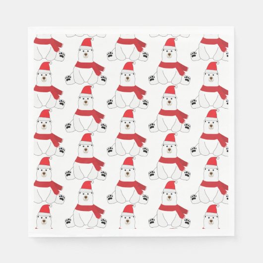 Schattige Witte Vakantie Beer Party Servet (Voorkant)